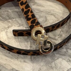 Vintage Cole Haan Leopard Print Belt with Gold Buckle, size M